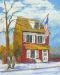 Betsy Ross House Winter, Original oil paintings, Stretched canvas, Paper, Note cards, Historic District, Philadelphia, Pennsylvania, cityscape, painter, John Schmiechen, Schmiechen, historic, oil painting, painting, American impressionist, impressionist