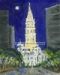 City Hall at Night, Original oil paintings, Stretched canvas, Paper, Note cards, City Hall and Avenue of the Arts, Philadelphia, Pennsylvania, cityscape, painter, John Schmiechen, Schmiechen, historic, oil painting, painting, American impressionist, impressionist